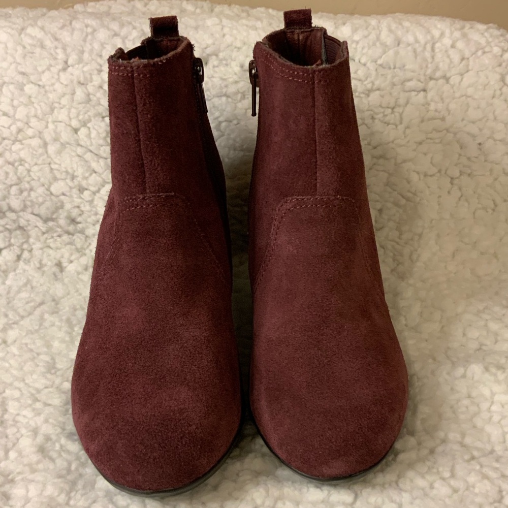 Burgundy Suede Ankle Boots